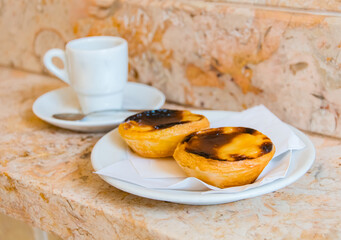 Portuguese typical sweet dessert called pastel de nata