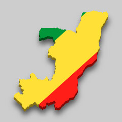 Obraz premium 3d isometric Map of Congo with national flag.