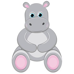 Naklejka premium Cute hippo on a light background. hippopotamus for children's illustration. Behemoth for prints.