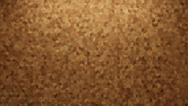 Wood Texture background. Parquet Wallpaper with a Light and Dark Timber Diamond tile pattern.