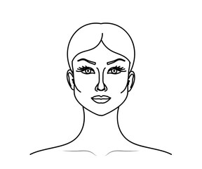 The face of a beautiful girl on a white background. Sketch. Vector illustration.
