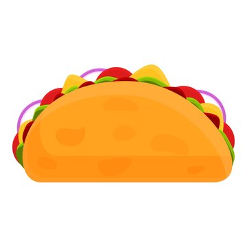 Vegetarian taco icon. Cartoon of vegetarian taco vector icon for web design isolated on white background