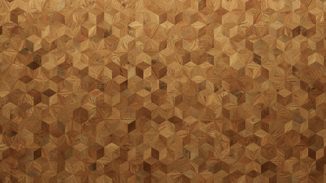 Wood Texture background. Parquet Wallpaper with a Light and Dark Timber Diamond tile pattern.