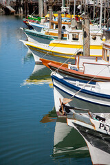 Colourful boats in a harbour
