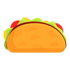 Delicious tacos icon. Cartoon of delicious tacos vector icon for web design isolated on white background
