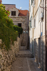 Fototapeta premium Narrow street in the Old Town of Dubrovnik. Croatia 