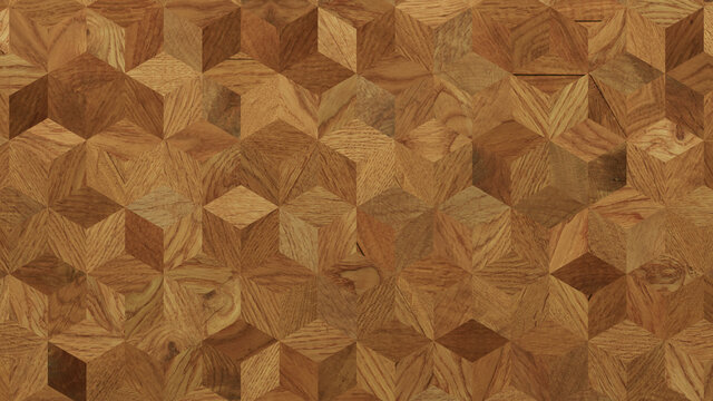 Wood Texture background. Parquet Wallpaper with a Light and Dark Timber Diamond tile pattern.