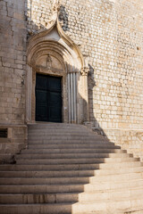 Historic doors and stairs in the Old Town of Dubrovnik. Croatia 