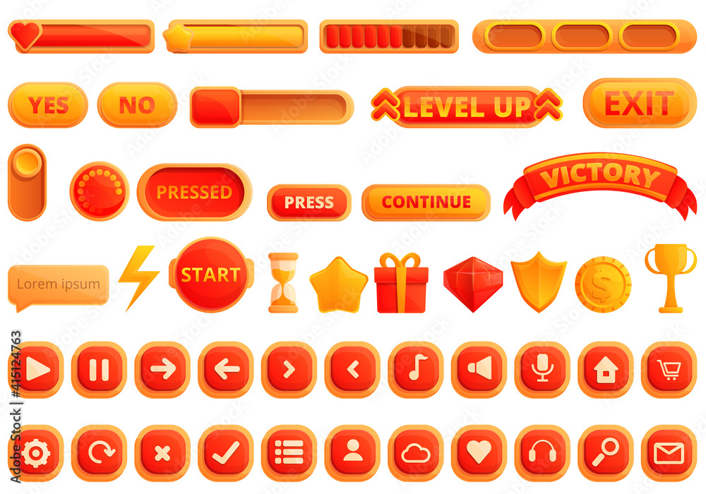 Poster interface icons set. cartoon set of interface vector icons for web design