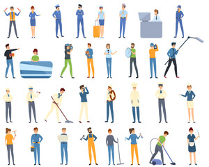 Crew icons set. Cartoon set of crew vector icons for web design