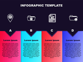 Set line Location veterinary, Medical record folder, certificate for dog and . Business infographic template. Vector.