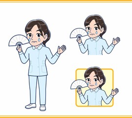 水色の服を着た看護師さん