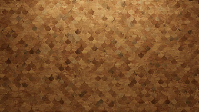 Wood Texture background. Parquet Wallpaper with a Light and Dark Timber Fish Scale tile pattern.