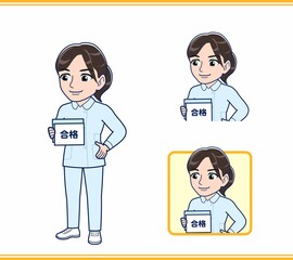Fototapeta premium 水色の服を着た看護師さん