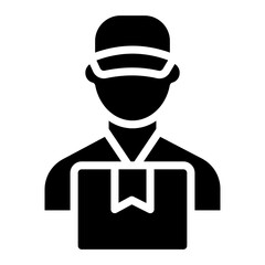 Avatar with parcel, courier boy icon