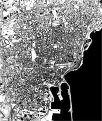 map of the city of Catania, Sicily, Italy