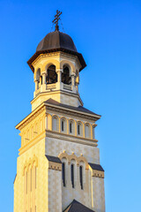 Bell tower of The Coronation Cathedral in Alba Iulia, Romania