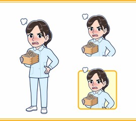 水色の服を着た看護師さん