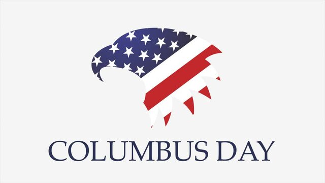 Happy Columbus Day animated. Video illustration with an Eagle on white.