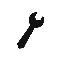Black Tool icon, wrench thin line web symbol on white background