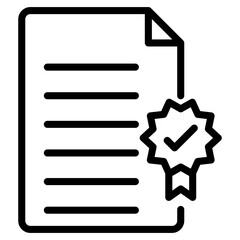 Folded paper with badge, certificate icon