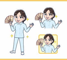 水色の服を着た看護師さん