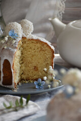 Easter cake in a cut on a served table