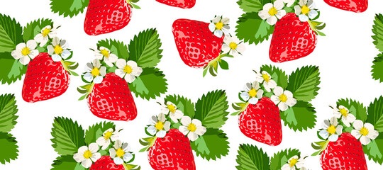 Strawberry seamless background. Brightness, delicacy and freshness
