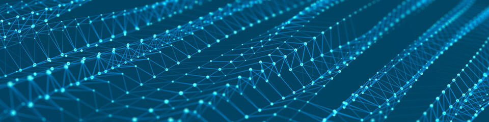 Polygonal background with dots and lines. Network connection structure. Science and technology. 3d