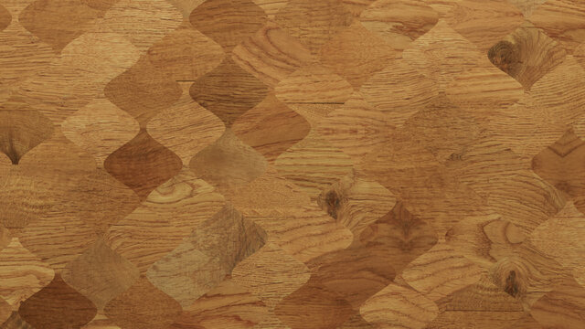 Wood Texture background. Parquet Wallpaper with a Light and Dark Timber Arabesque tile pattern.