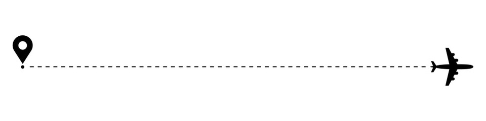 Heart airplane route. Plane and track icon on a white background. Vector illustration