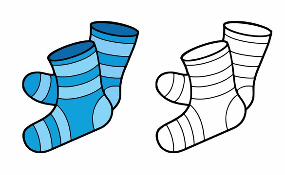 Blue Cartoon Socks on White Background Stock Vector - Illustration of blue,  color: 124942654
