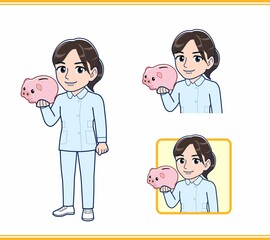 ブルーの服を着た看護師さん