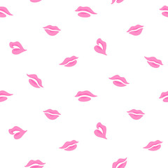 Simple seamless pattern with lips. Vector contour illustration for beauty salon, cosmetics.