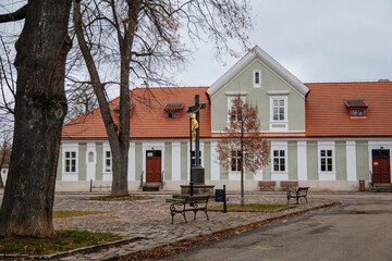 Baroque representative castle and National Stud Farm, renaissance historical building, UNESCO heritage, Church of St. Wenceslas and Leopold, Kladruby nad Labem, Czech Republic