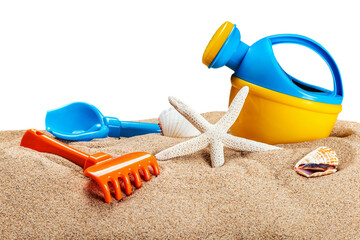 Fototapeta na wymiar children's toys for playing on the sand.