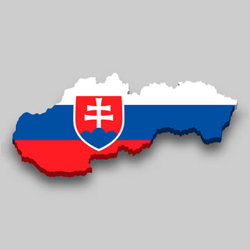 recommend clip art: 3d isometric Map of Slovakia with national flag.