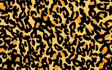 Abstract modern leopard seamless pattern. Animals trendy background. Orange and black decorative vector stock illustration for print, card, postcard, fabric, textile. Modern ornament of stylized skin.