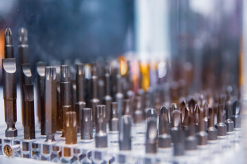 Screwdriver bits of different lengths and types