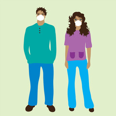 Illustration of couple of nurse and doctor. Symbol of medical care and hospital.