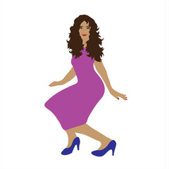 Vector illustration of dance woman. Symbol of fashion and funny.