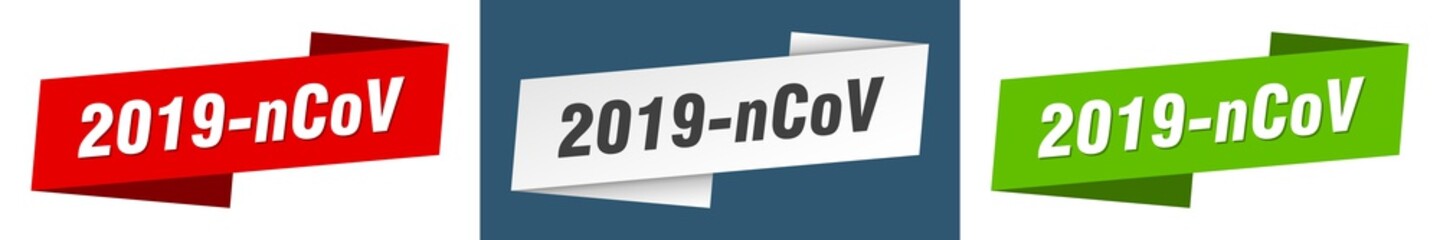 2019-ncov banner. 2019-ncov ribbon label sign set