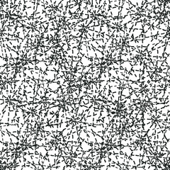 Obraz premium Crazy faux stitch seamless vector pattern background. Modern needlework abstract random seam black white backdrop. Embroidery burlap weave modern design. Sack cloth canvas effect all over print