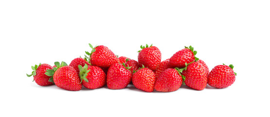 Pile of delicious fresh red strawberries on white background © New Africa