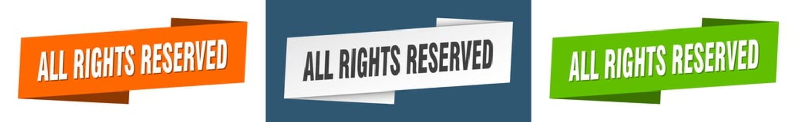 all rights reserved banner. all rights reserved ribbon label sign set