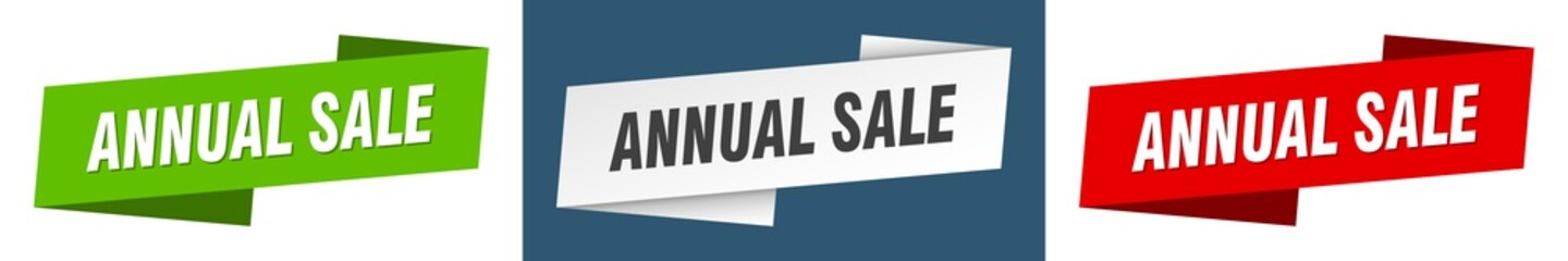 annual sale banner. annual sale ribbon label sign set