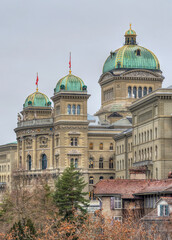 Fototapeta na wymiar back view of the Bundeshause in Bern