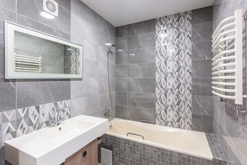 interior photography, bathroom with modern beautiful tiles