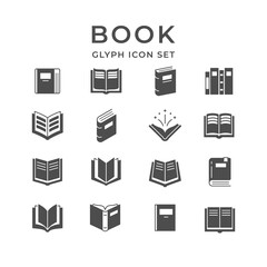 Set glyph icons of book