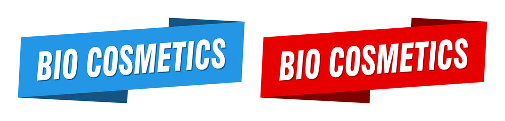 bio cosmetics banner. bio cosmetics ribbon label sign set